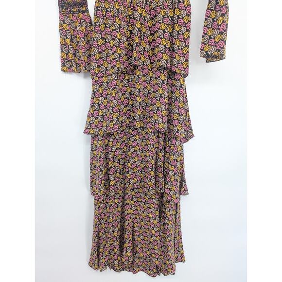A.L.C. Amalia Tiered Floral Off the Shoulder Smocked Silk Maxi Dress Sz 2 #1C507 - Picture 4 of 11